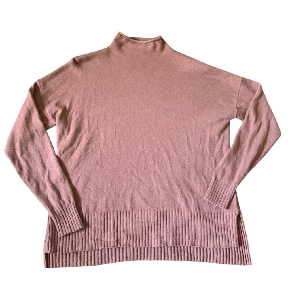 Madewell Cashmere Sweater Womens Small Mauve Pink Mockneck High Low Minimalist